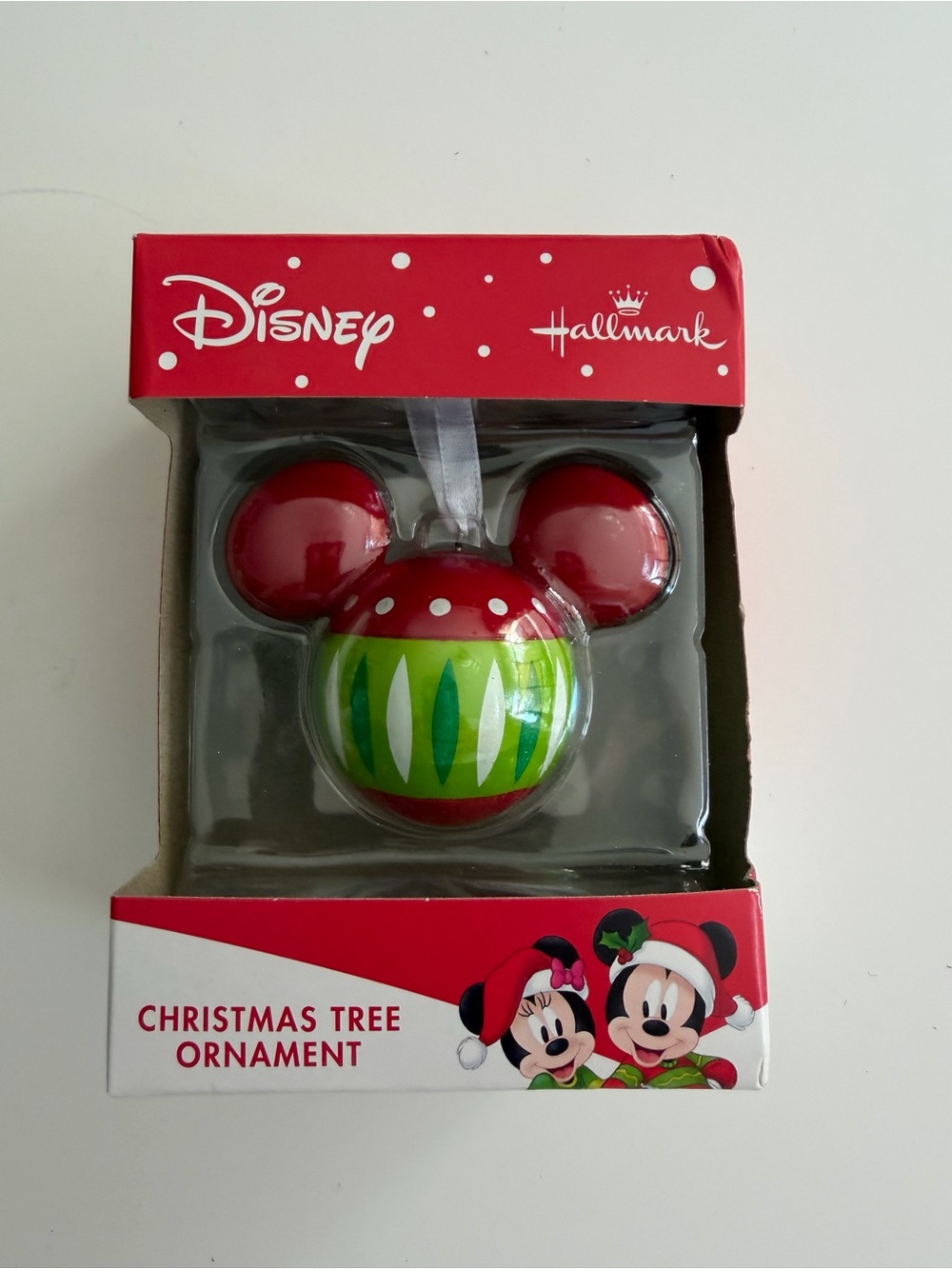 Hallmark Red & Green Mickey Mouse Christmas Tree Ornament New in Box
